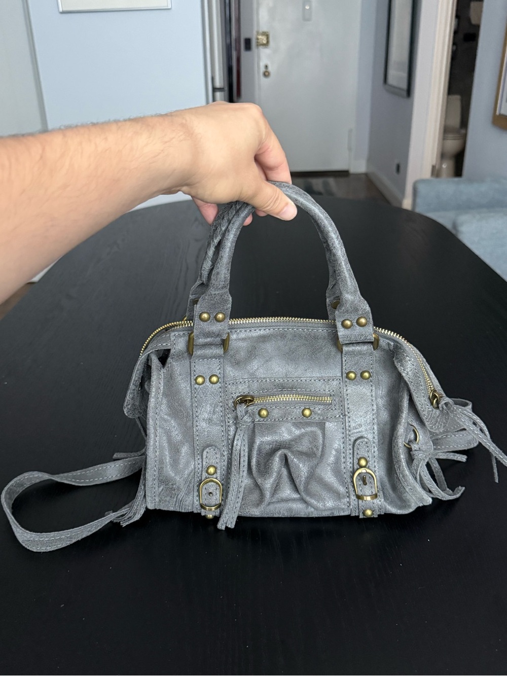 Gave Lux Gray Mini Leather Bag